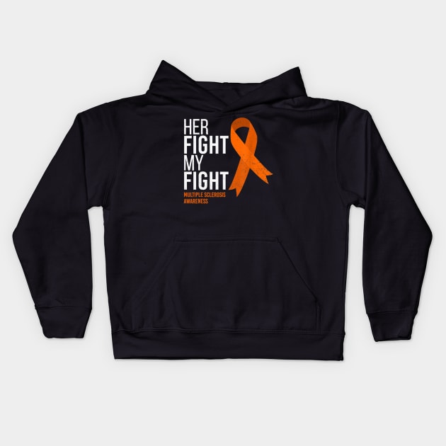 Her Fight is My Fight Multiple Sclerosis MS Awareness Kids Hoodie by craiglimu